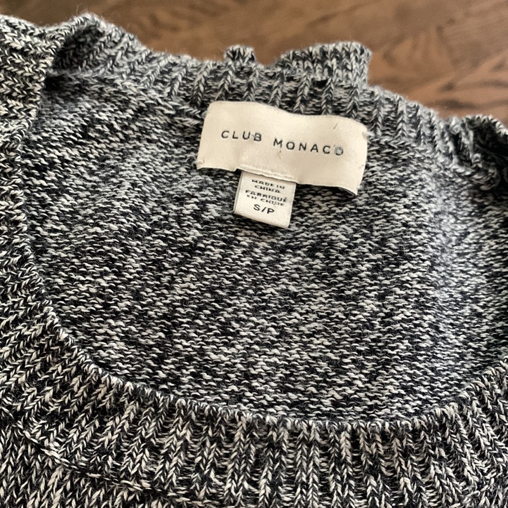 Club Monaco Cotton marled black and white sweater size small